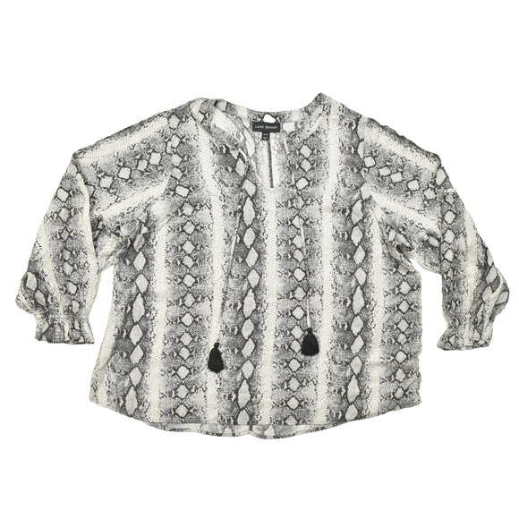Lane Bryant Plus Size 18/20 Snake Print Tassel Tie Blouse Top Long Sleeve - Picture 1 of 8